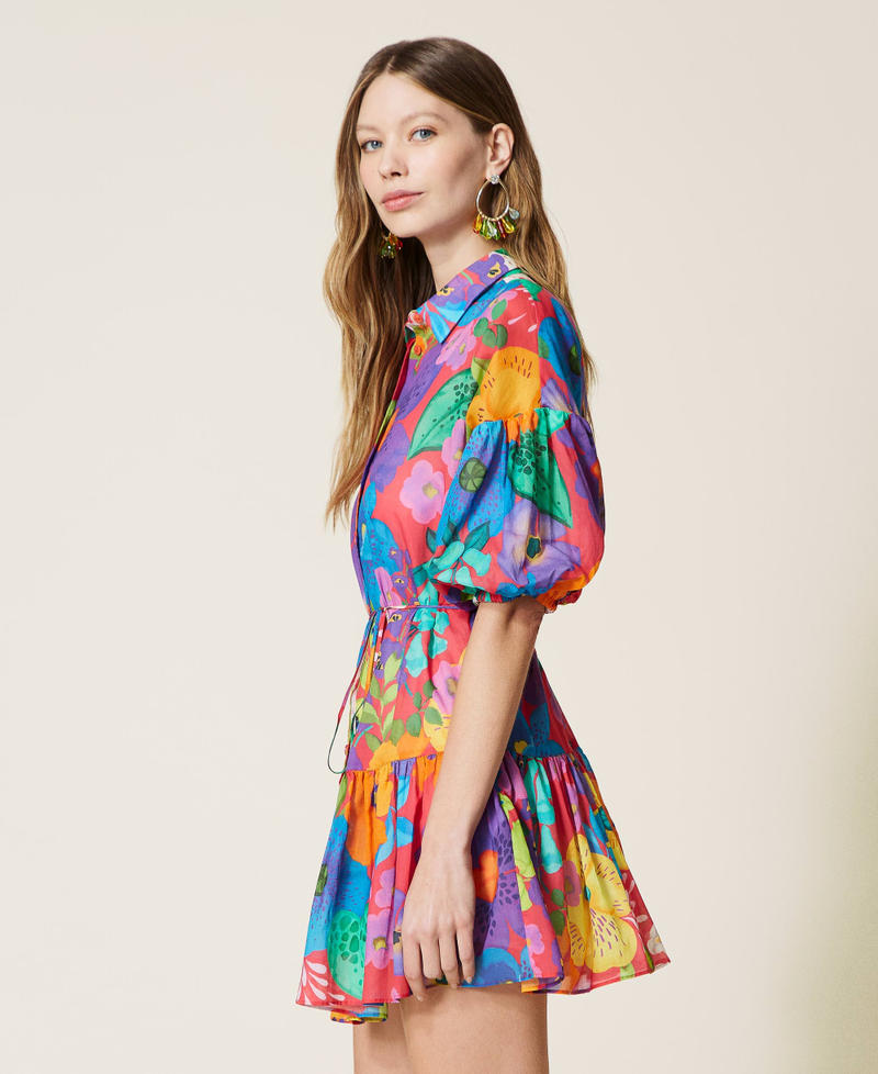 Muslin floral shirt dress