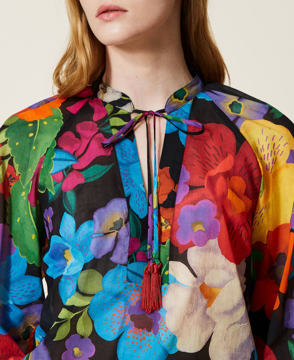 Blusa in mussola a fiori