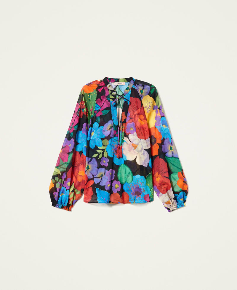 Blusa in mussola a fiori