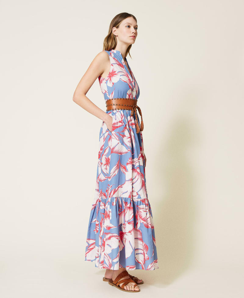 Floral poplin long dress