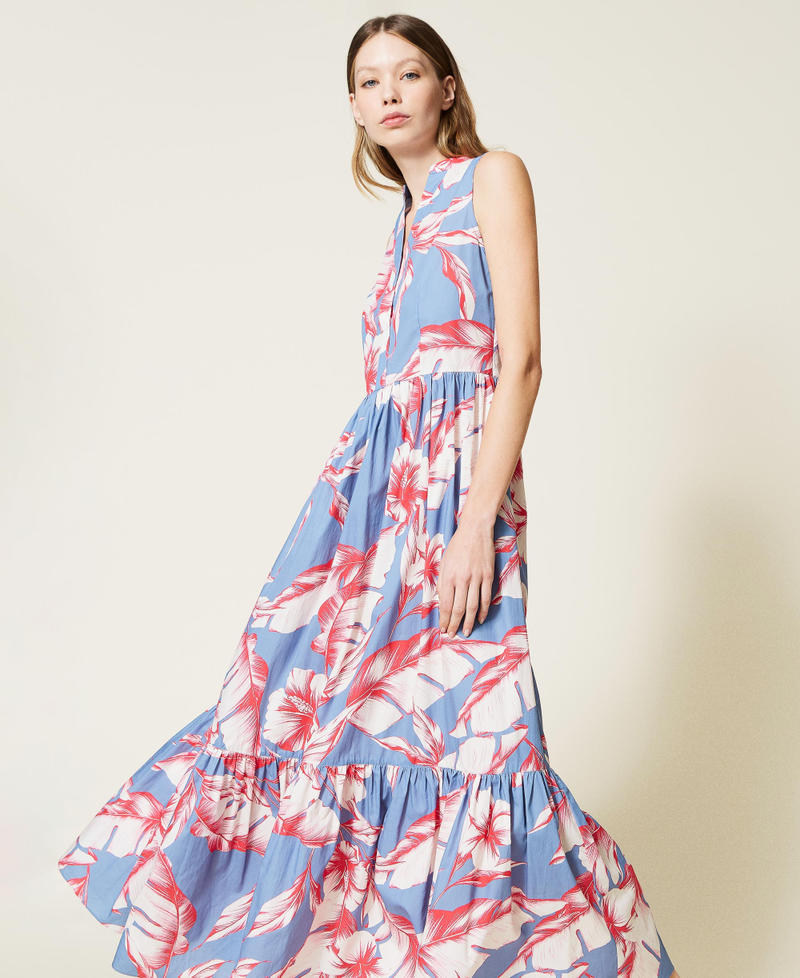 Floral poplin long dress
