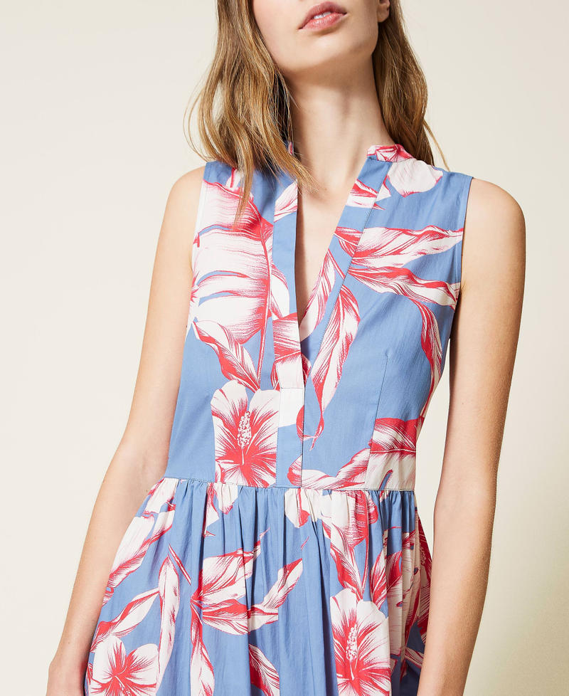 Floral poplin long dress