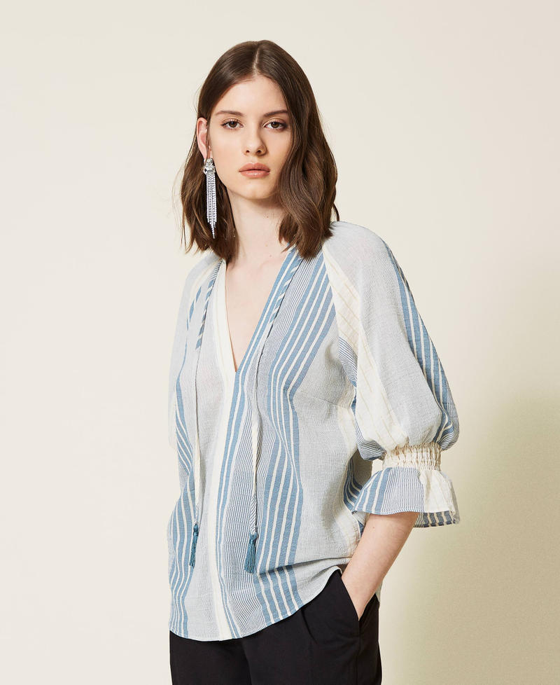Striped gauze blouse