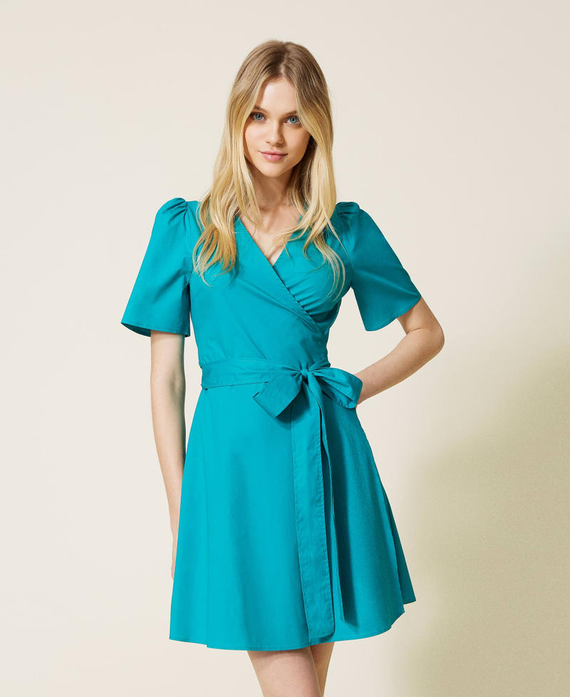 Poplin wrap-around dress "Tropical Green" Woman 221TT2360-01