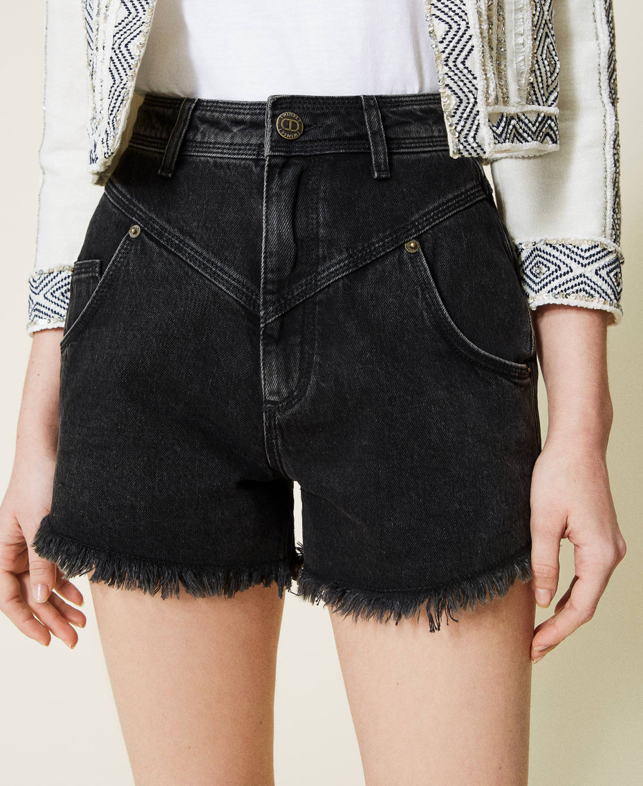 Short cinq poches en jean noir Denim Noir Femme 221TT239A-05