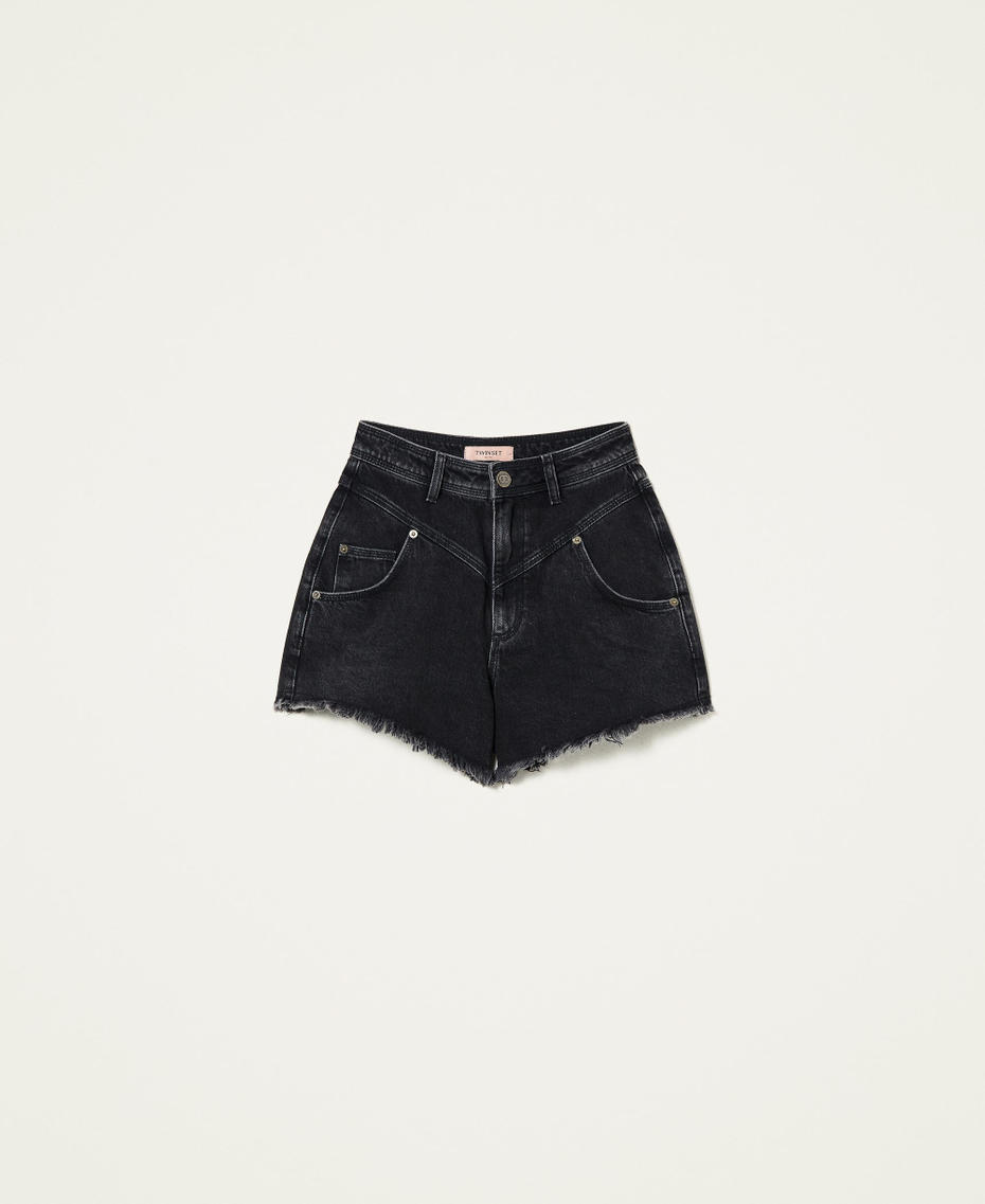 Shorts cinque tasche in jeans nero Denim Nero Donna 221TT239A-0S