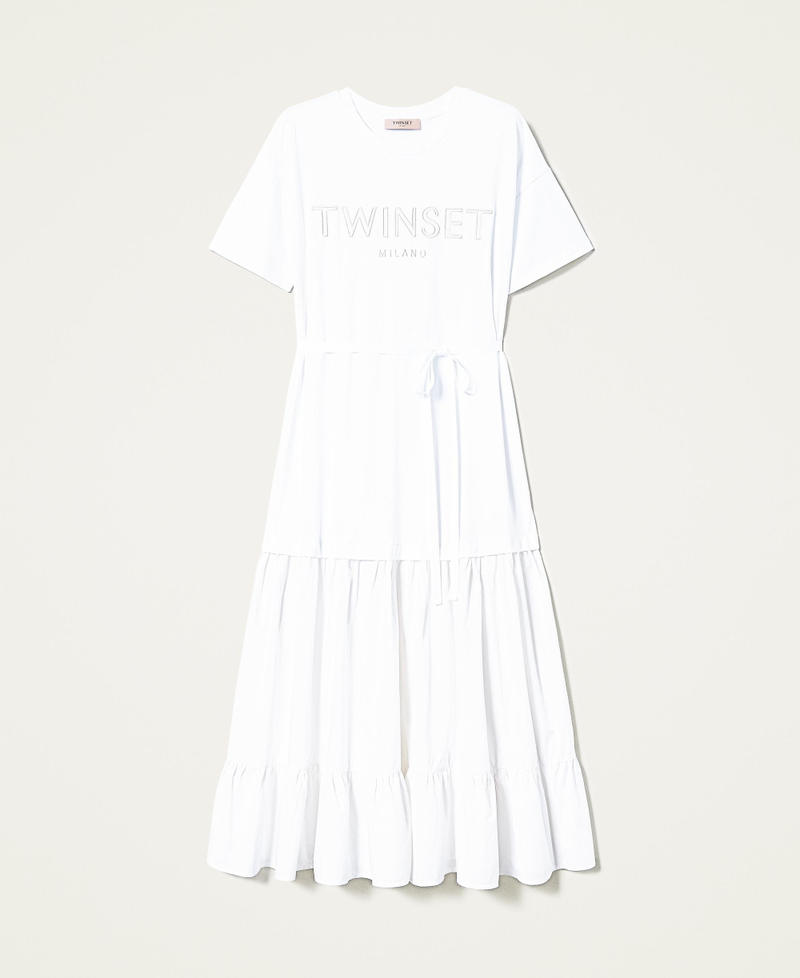 Long dress with embroidered logo and belt