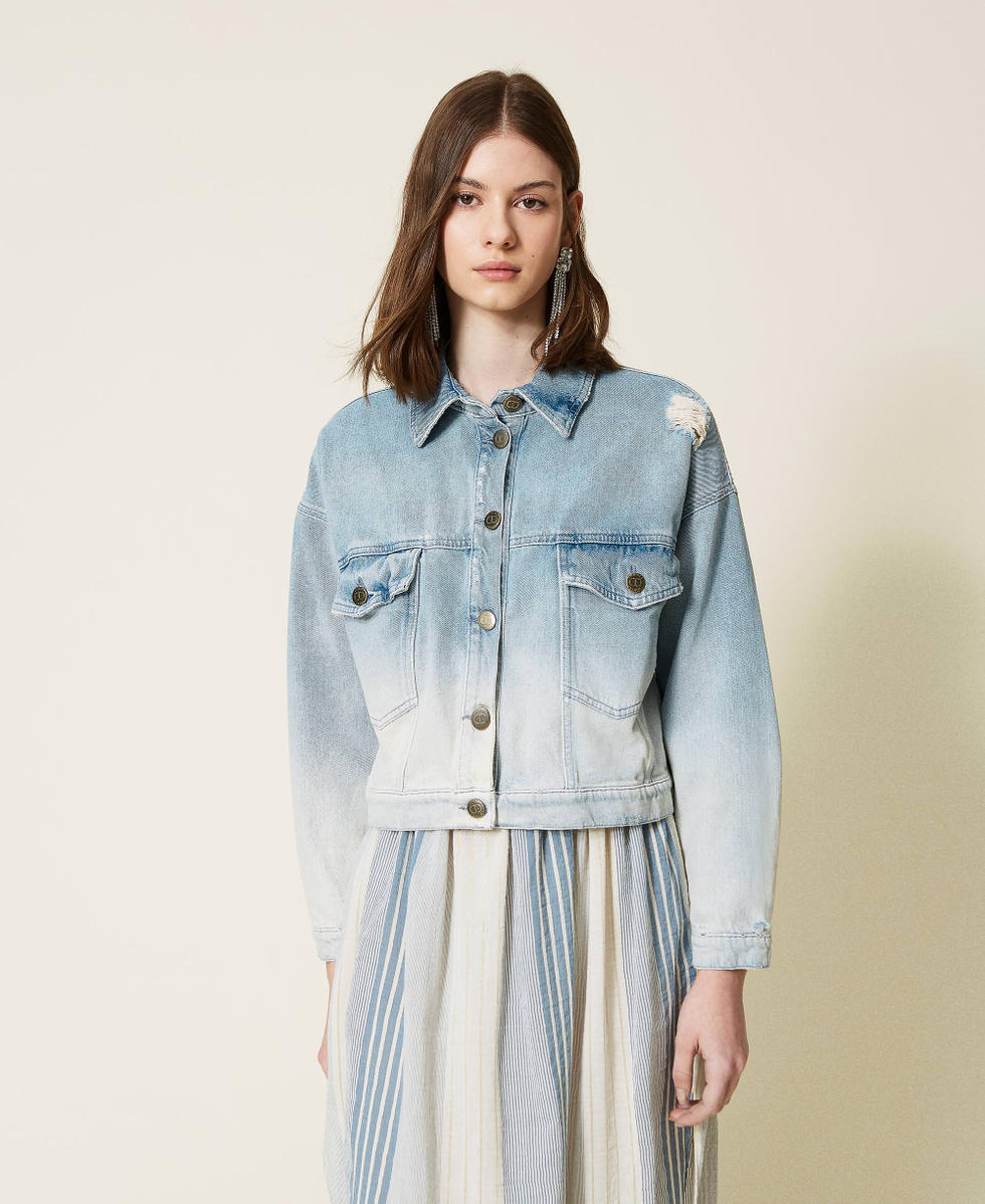 Light blue faded denim jacket cheap