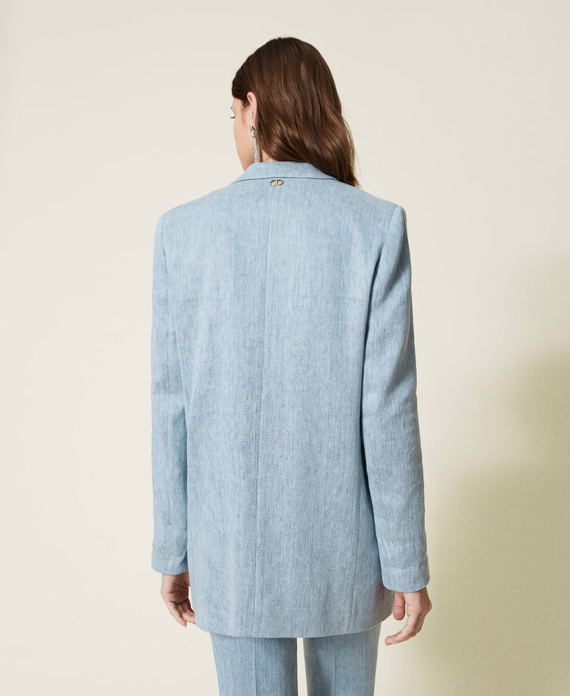 Linen blend blazer Infinite Light Blue Woman 221TT2450-04