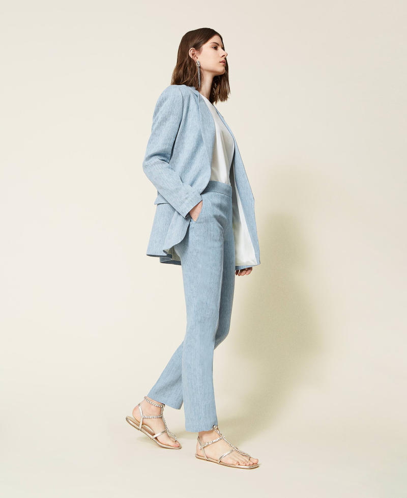 Linen blend cigarette trousers