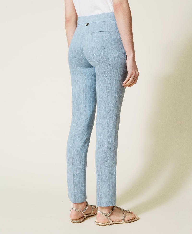 Linen blend cigarette trousers