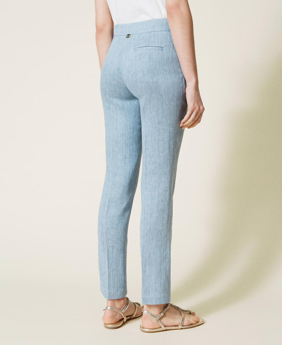 Linen blend cigarette trousers
