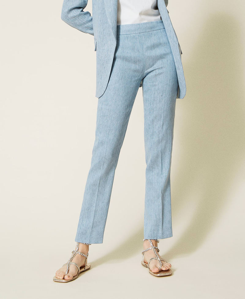 Linen blend cigarette trousers