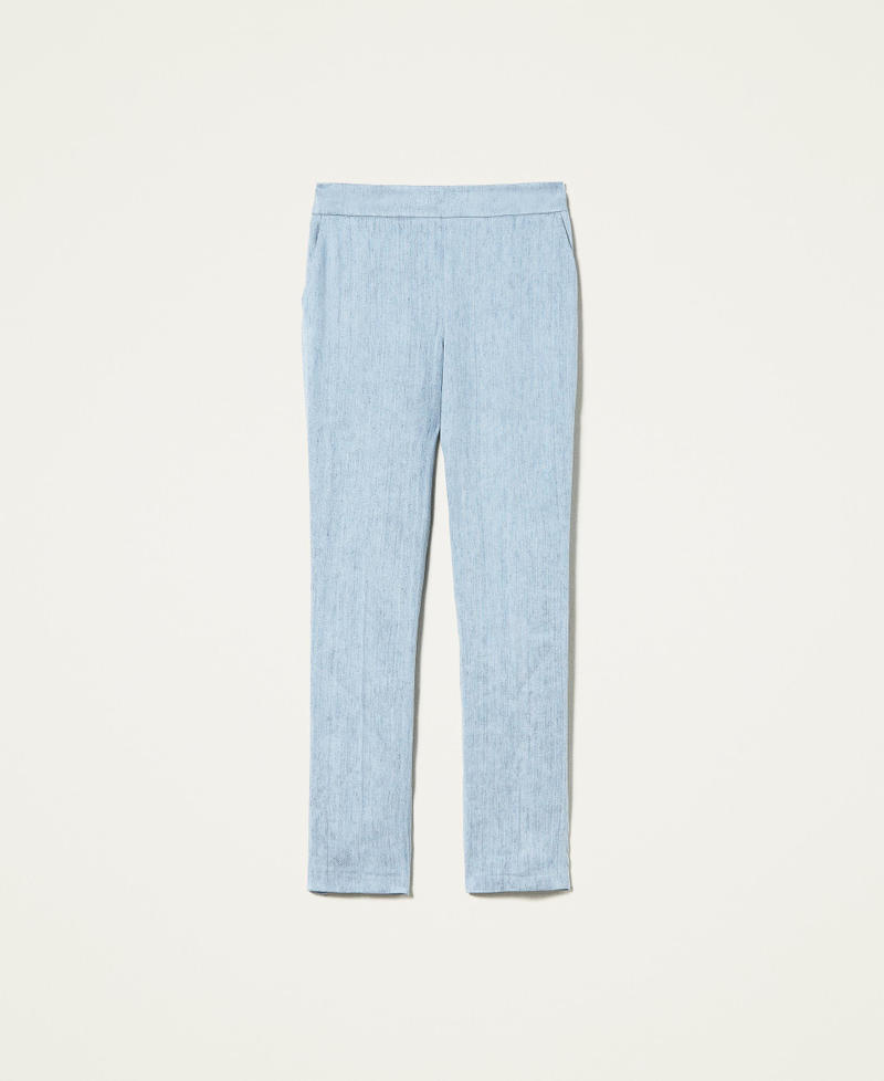 Linen blend cigarette trousers Infinite Light Blue Woman 221TT2451-0S