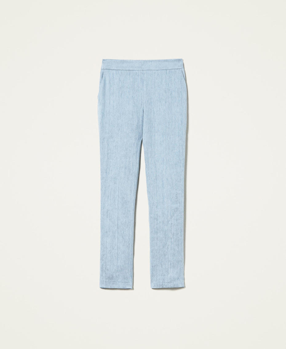 Linen blend cigarette trousers