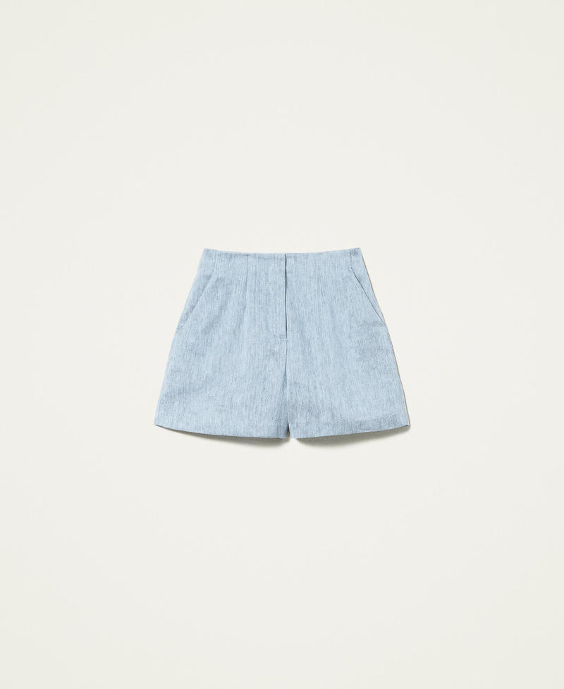 High-Waist-Shorts aus Leinenmischung Unendlichkeits-Azur Frau 221TT2452-0S