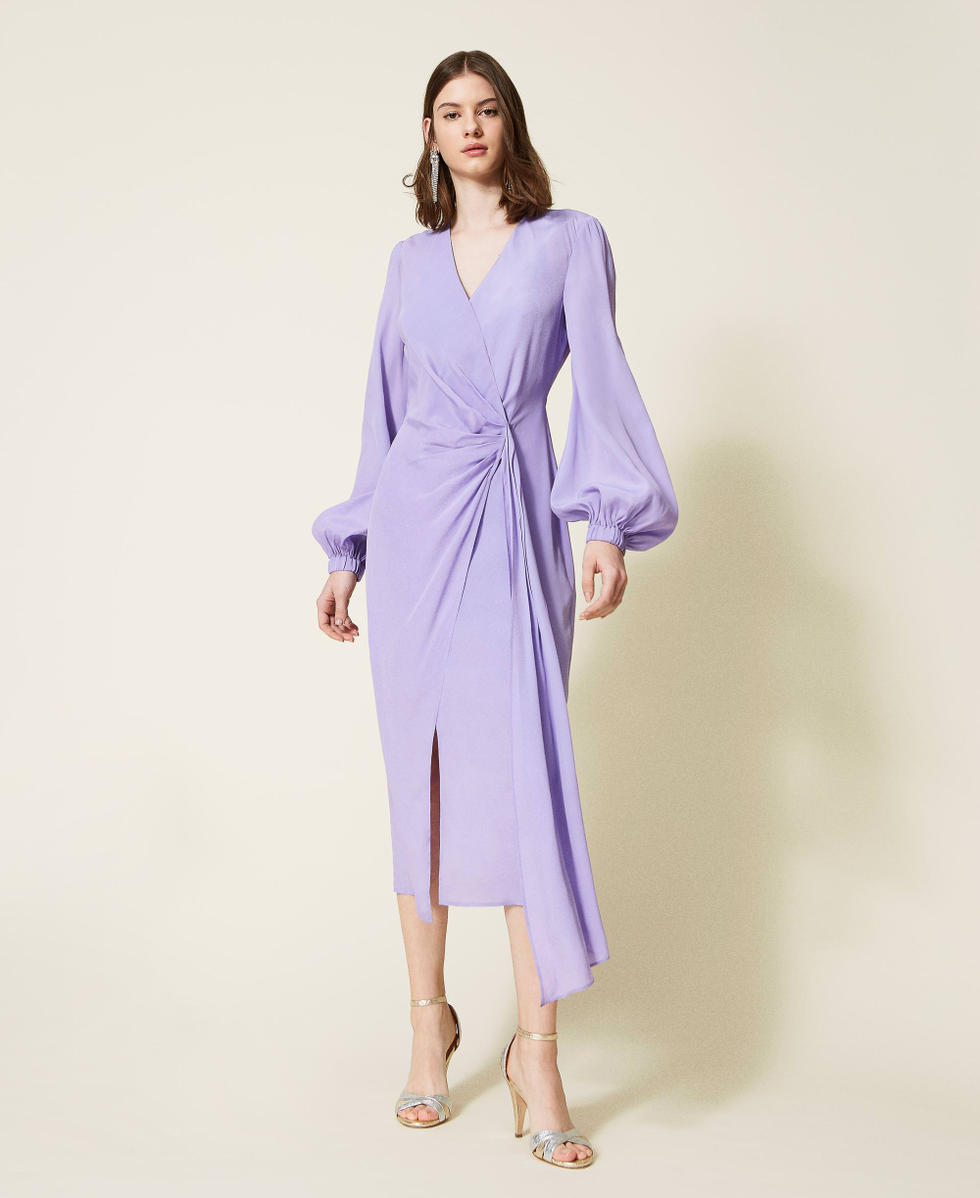 Robe portefeuille en soie melangee