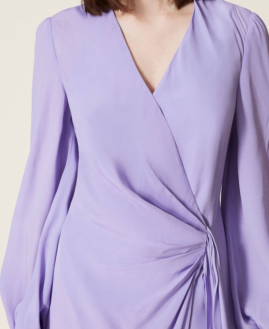 Silk blend wrap dress “Ballerina” Purple Woman 221TT2472-04