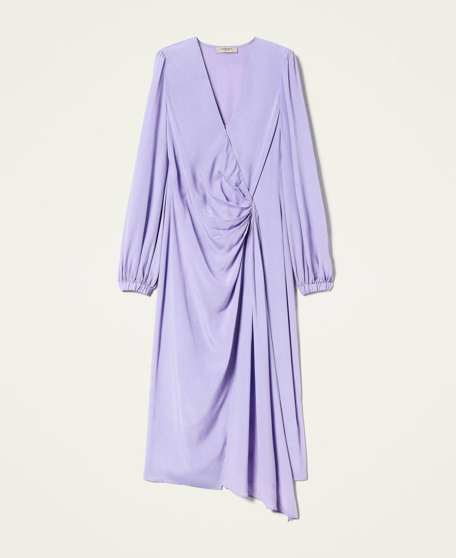 Vestido cruzado de mezcla de seda Violeta «Bailarina» Mujer 221TT2472-0S