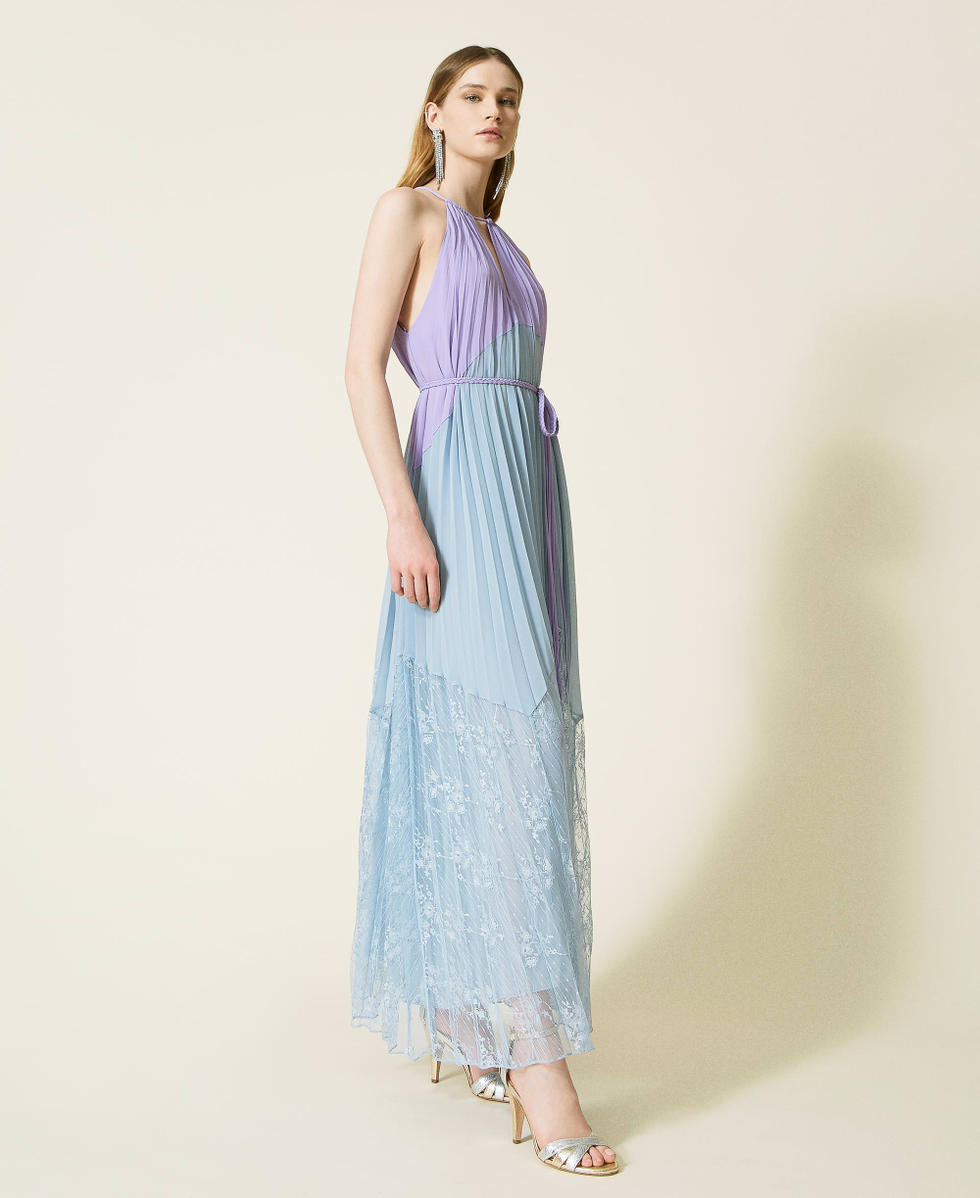 Bcbg pleated lace outlet inset gown