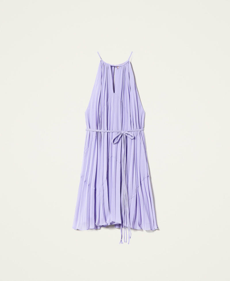 Короткое платье из плиссированного жоржета с радиальными складками Фиолетовый "Балерина" женщина 221TT2479-0S