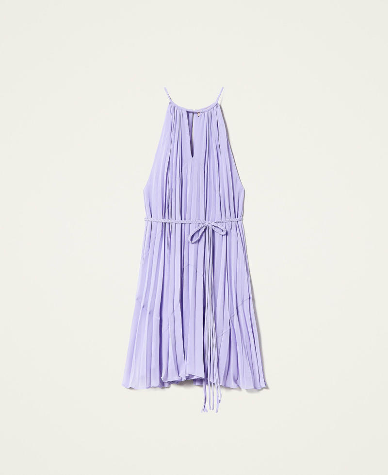 Short sunray pleated georgette dress