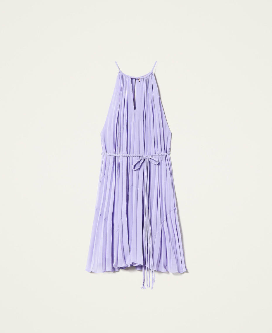 Short sunray pleated georgette dress