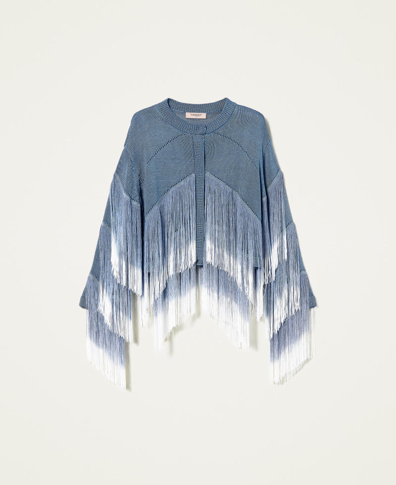 Cardigan with fadeout fringes