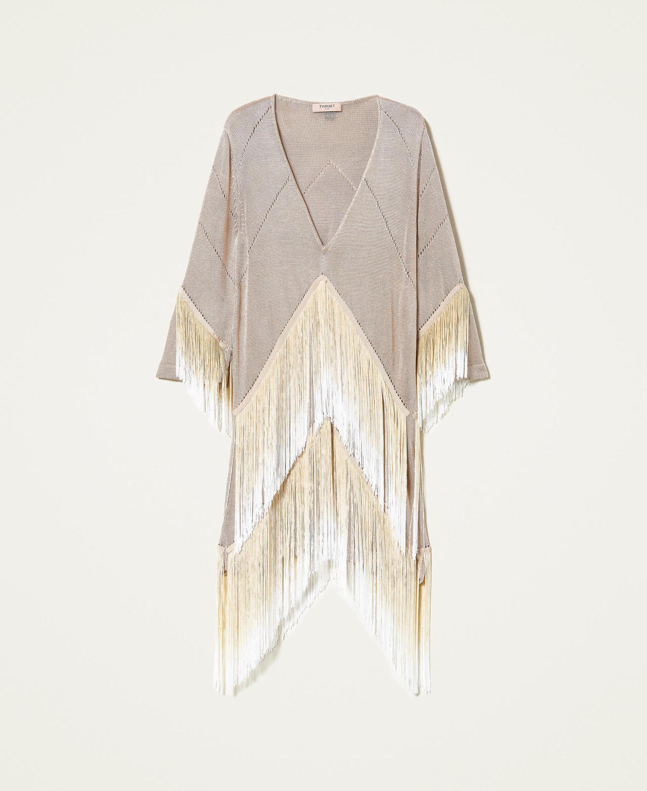 Abito in maglia con frange sfumate