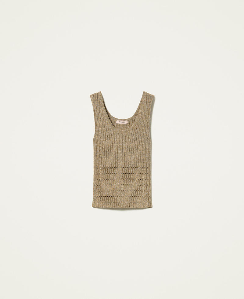 Ribbed lurex knit top