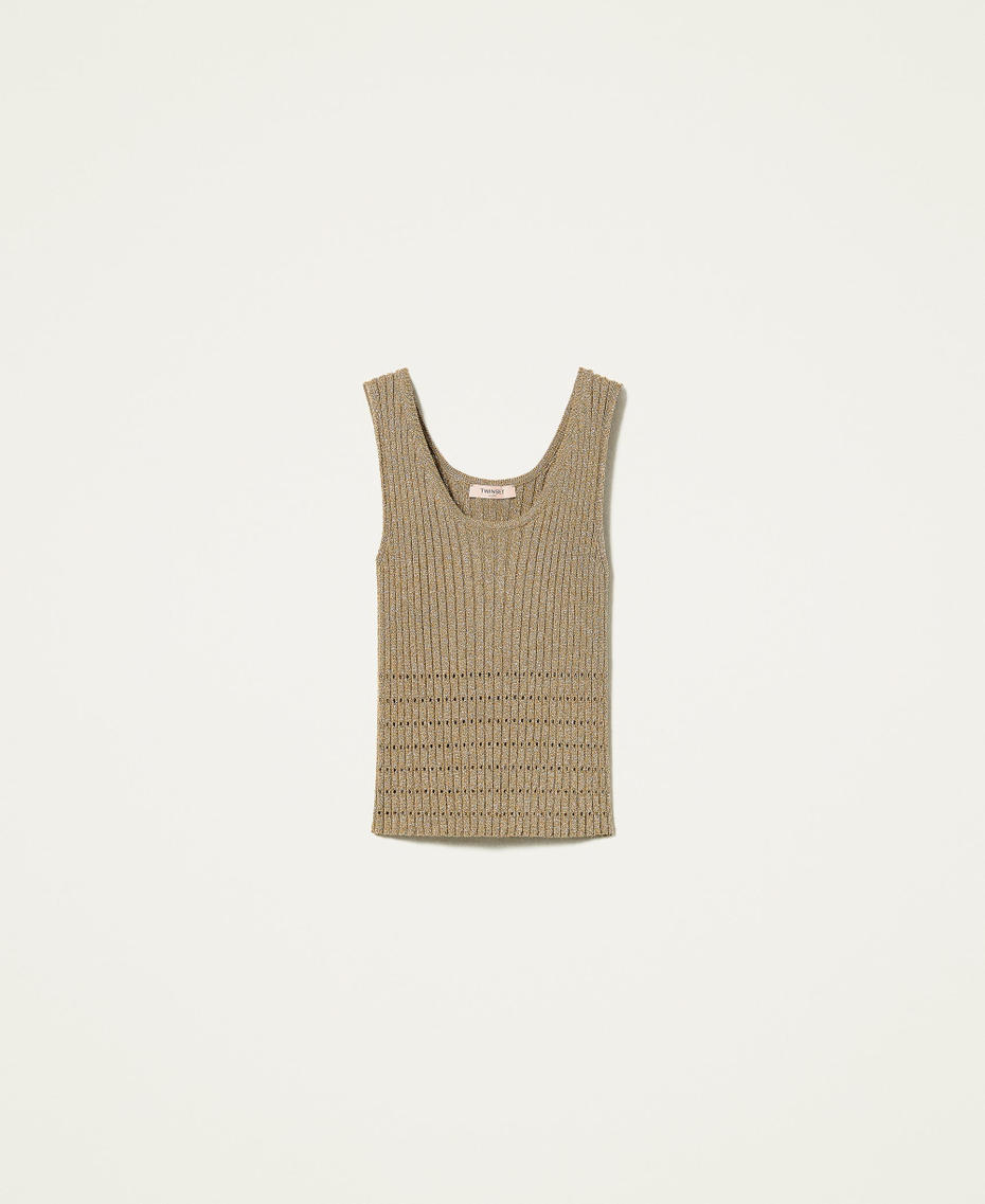 Ribbed lurex knit top