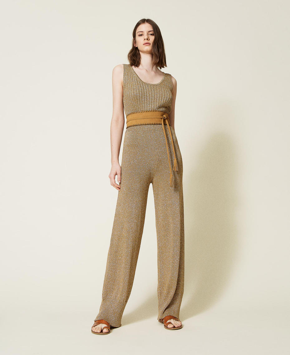 Ribbed lurex knit top