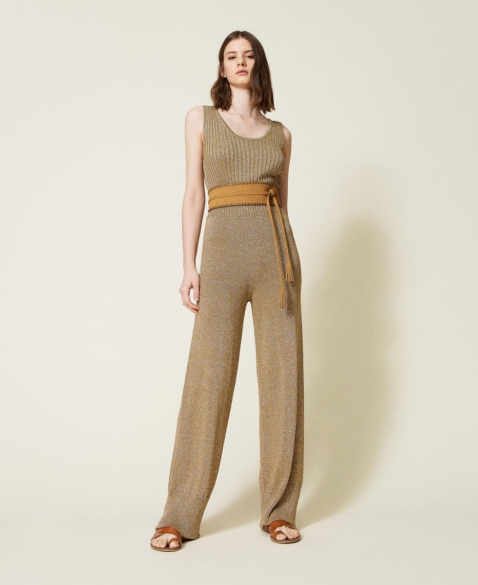 Ribbed lurex knit top