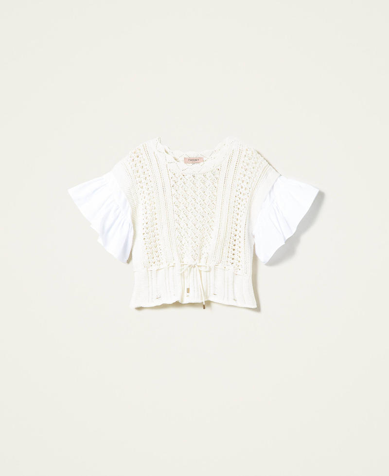 Boxy jumper with inserts White Snow Woman 221TT3081-0S