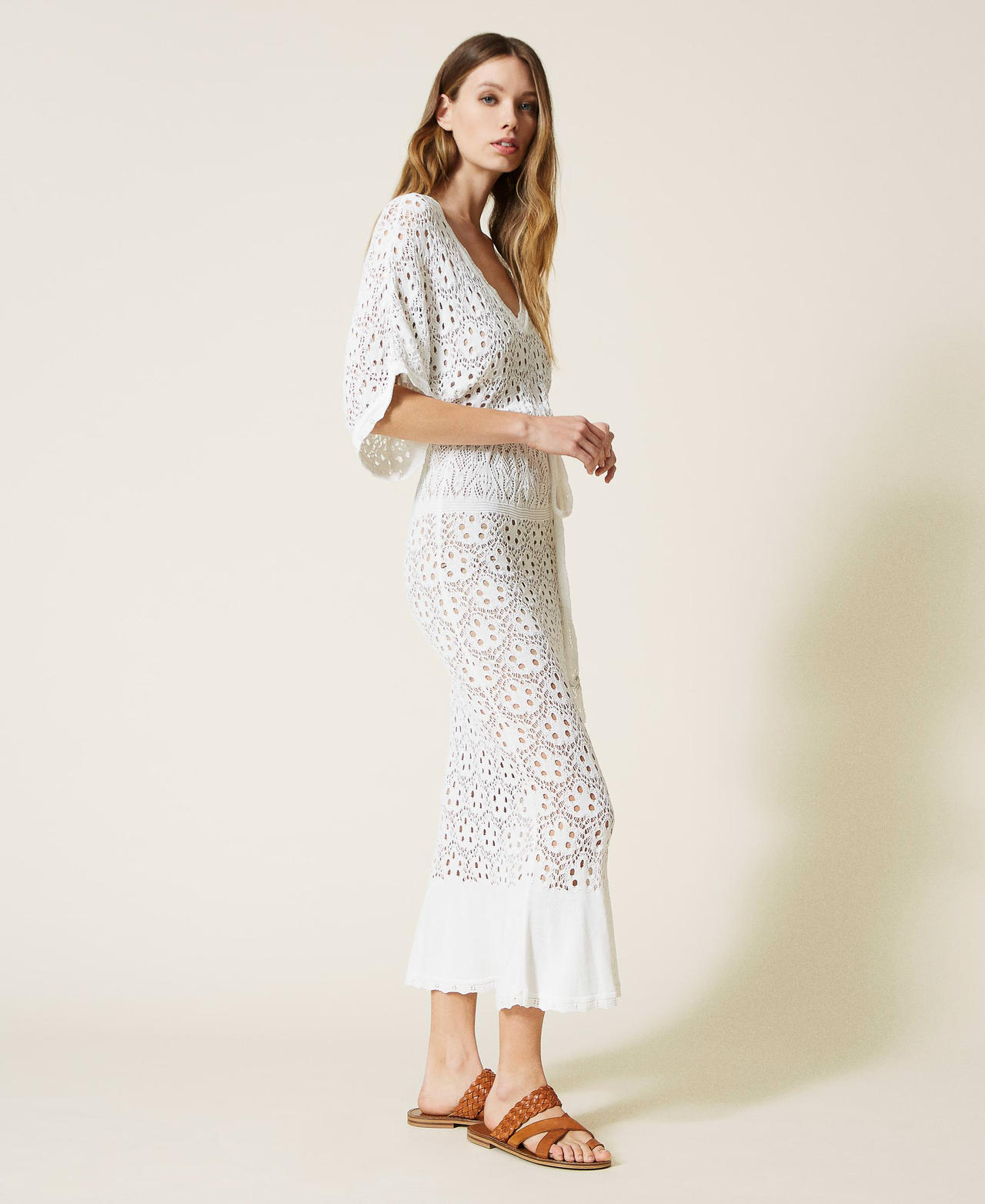 Long floral openwork dress