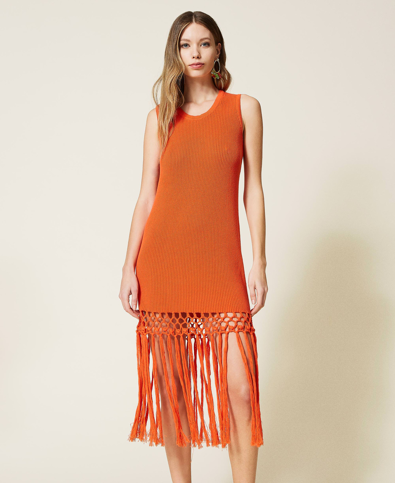 Strickkleid mit fransen