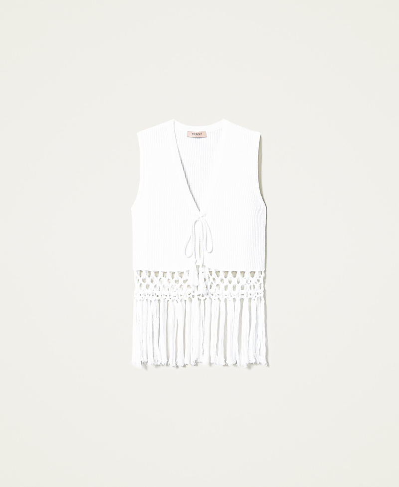 Knitted gilet with fringes Lily Woman 221TT3111-0S