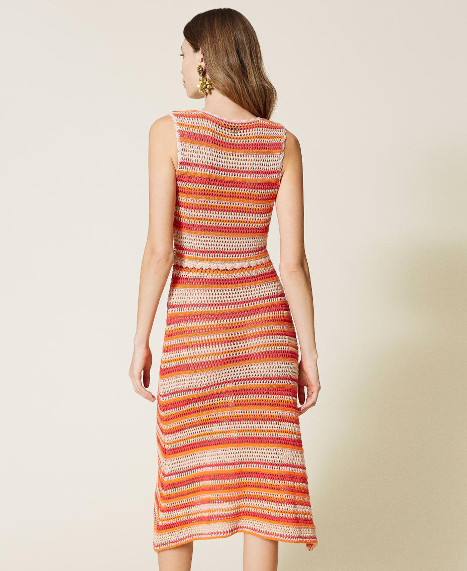 Multicolour crochet midi dress