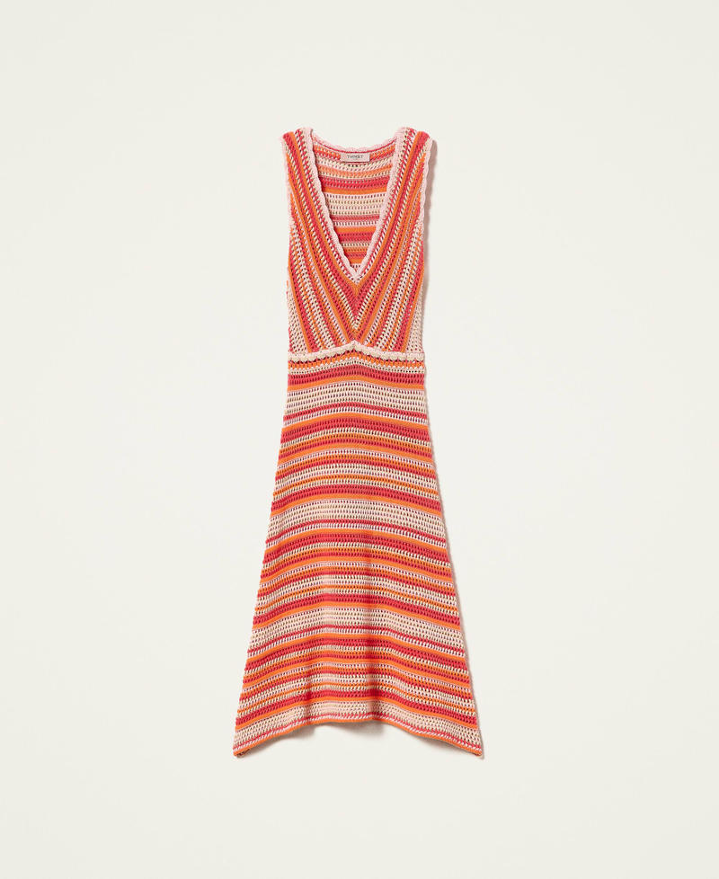 Multicolour crochet midi dress