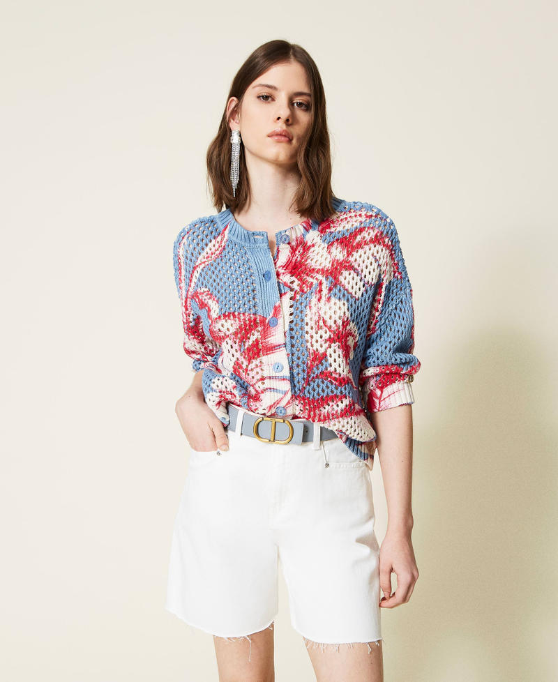 Printed mesh jumper-cardigan