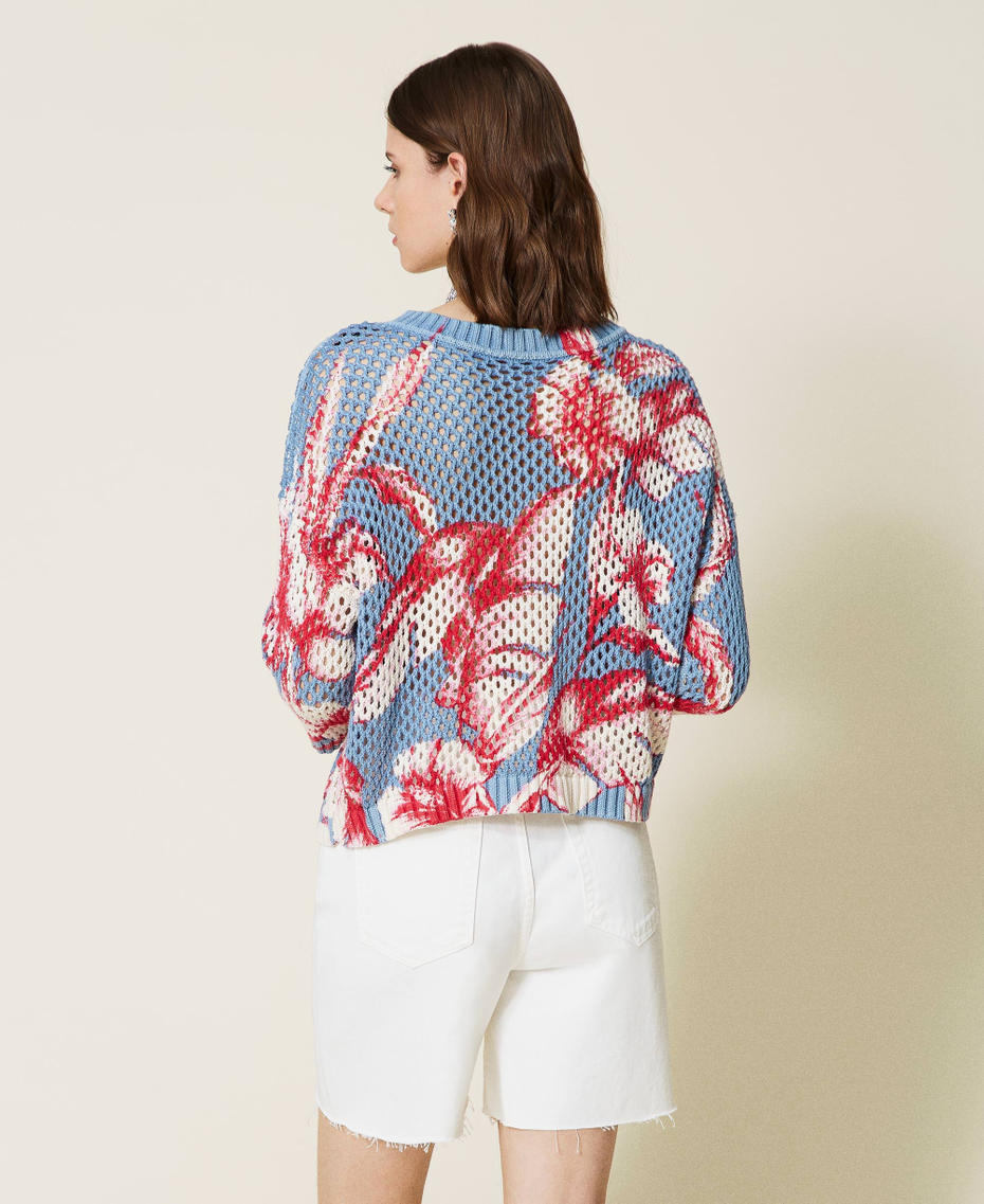 Maglia-cardigan in rete stampata