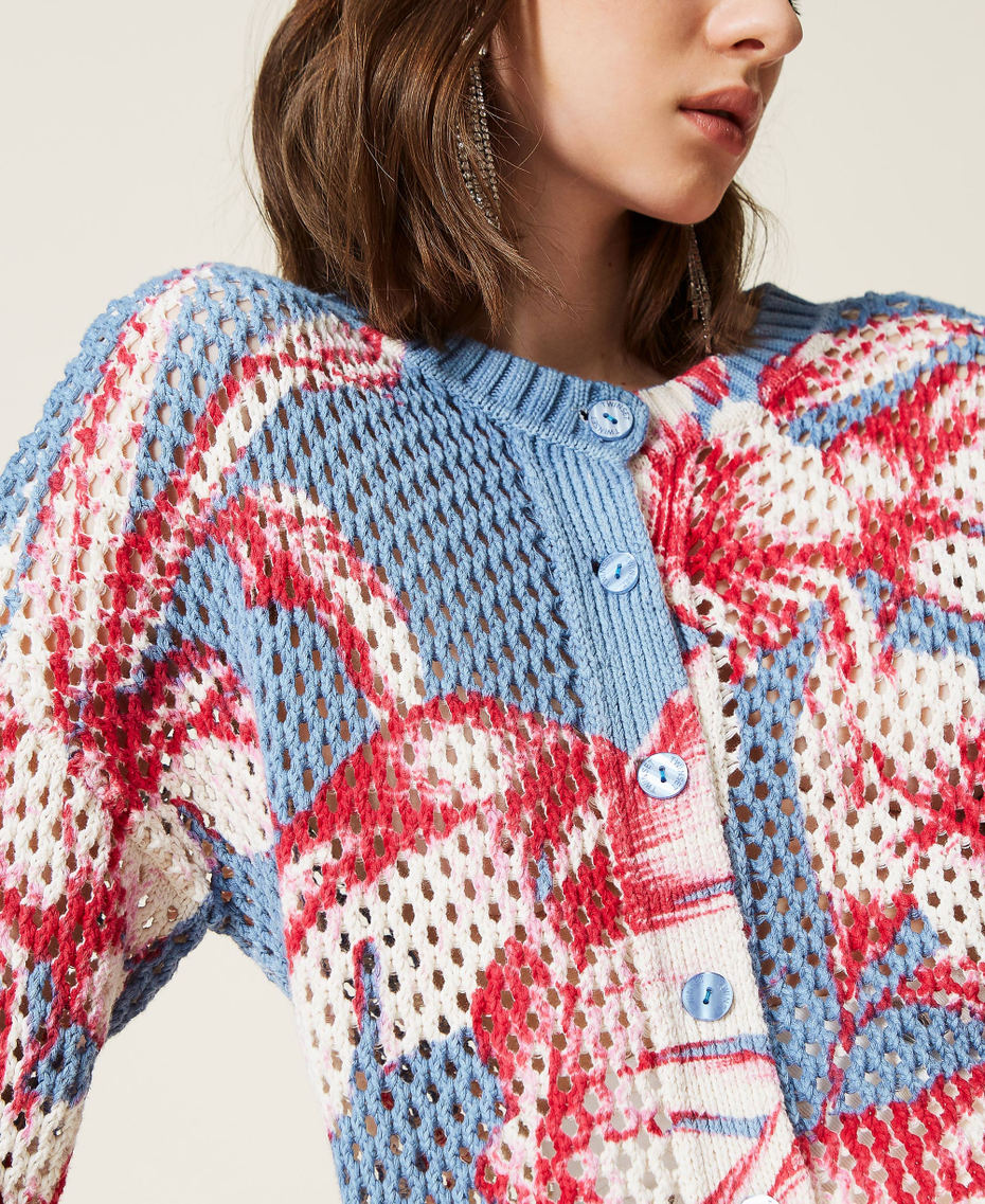 Printed mesh jumper-cardigan