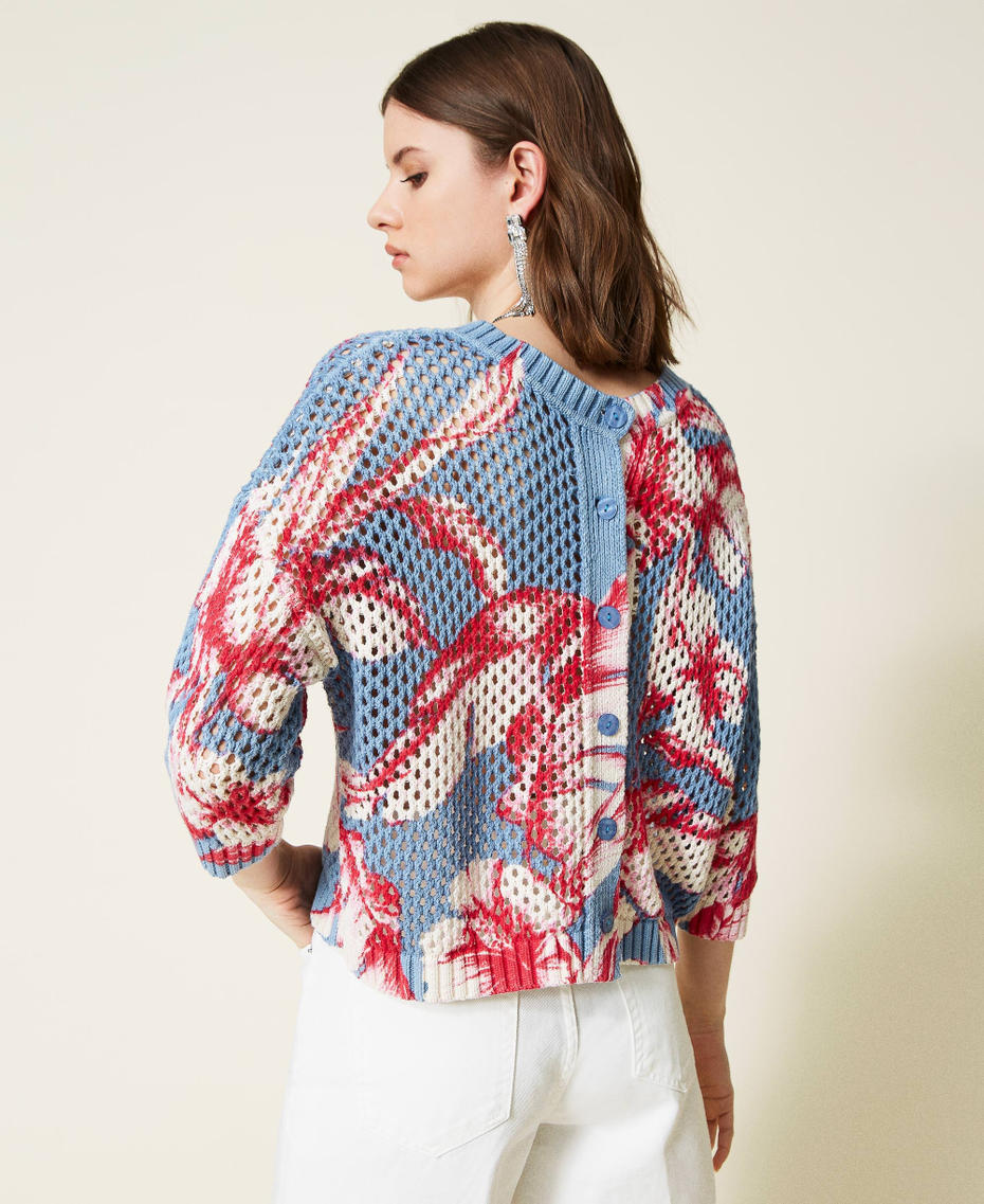 Printed mesh jumper-cardigan