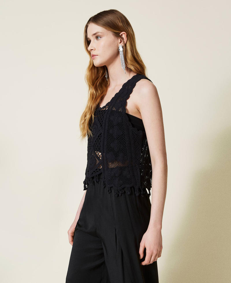 Top en maille crochet avec bande
