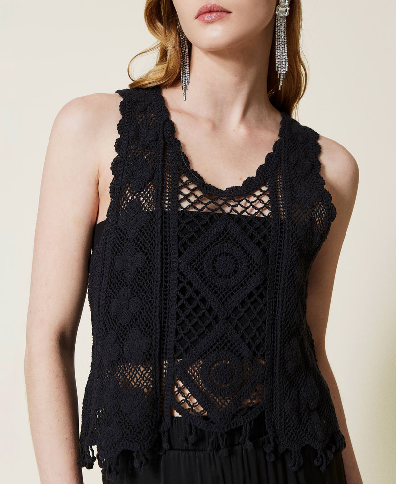 Crochet top with bandeau Black Woman 221TT3210-04