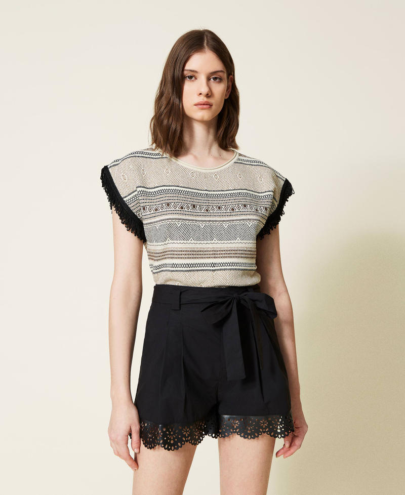Jacquard top with fringes