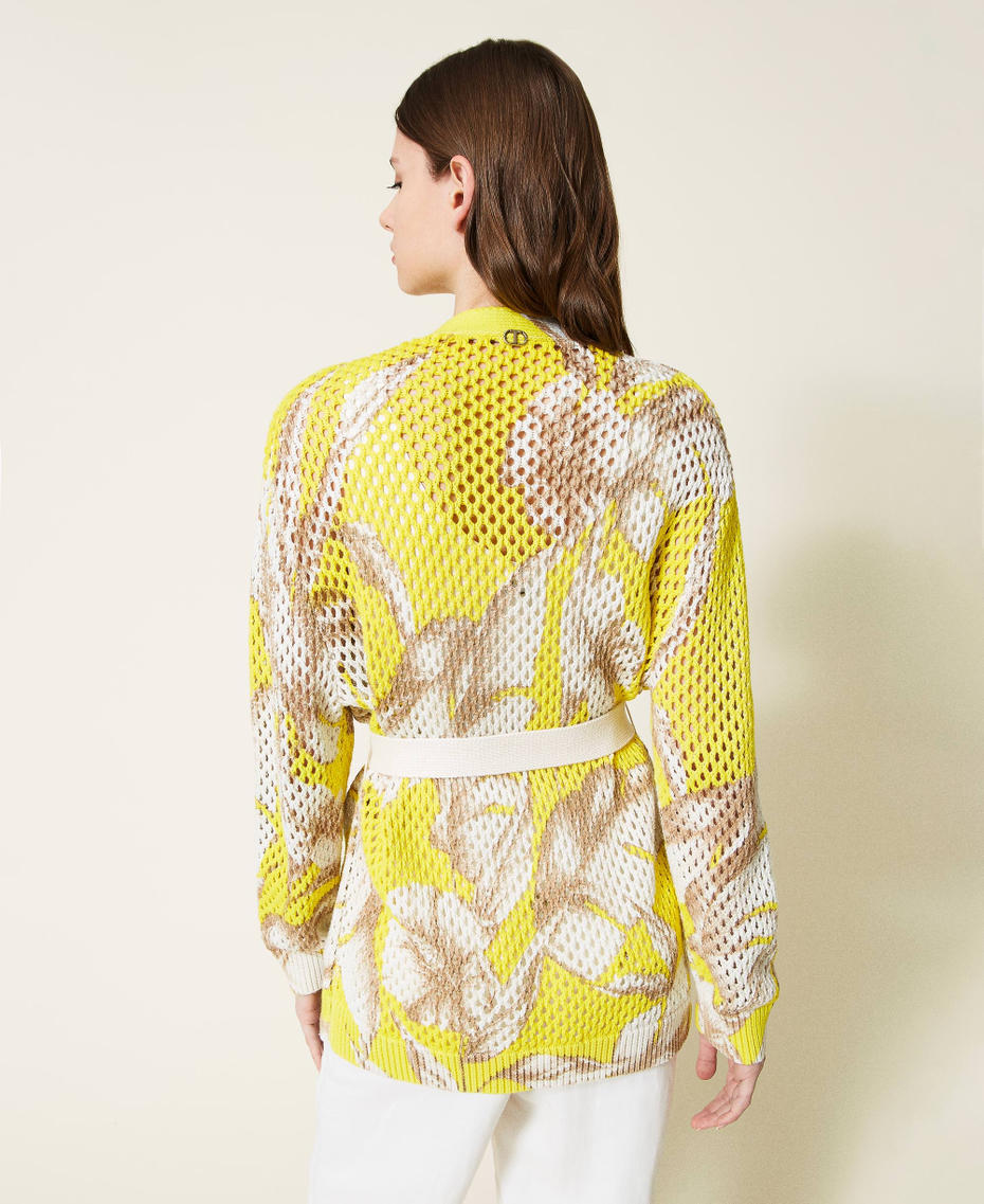 Bedruckter Cardigan mit Netzmuster