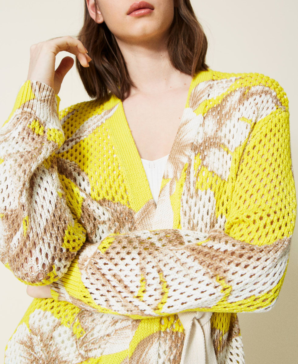 Cardigan en filet imprim&eacute;