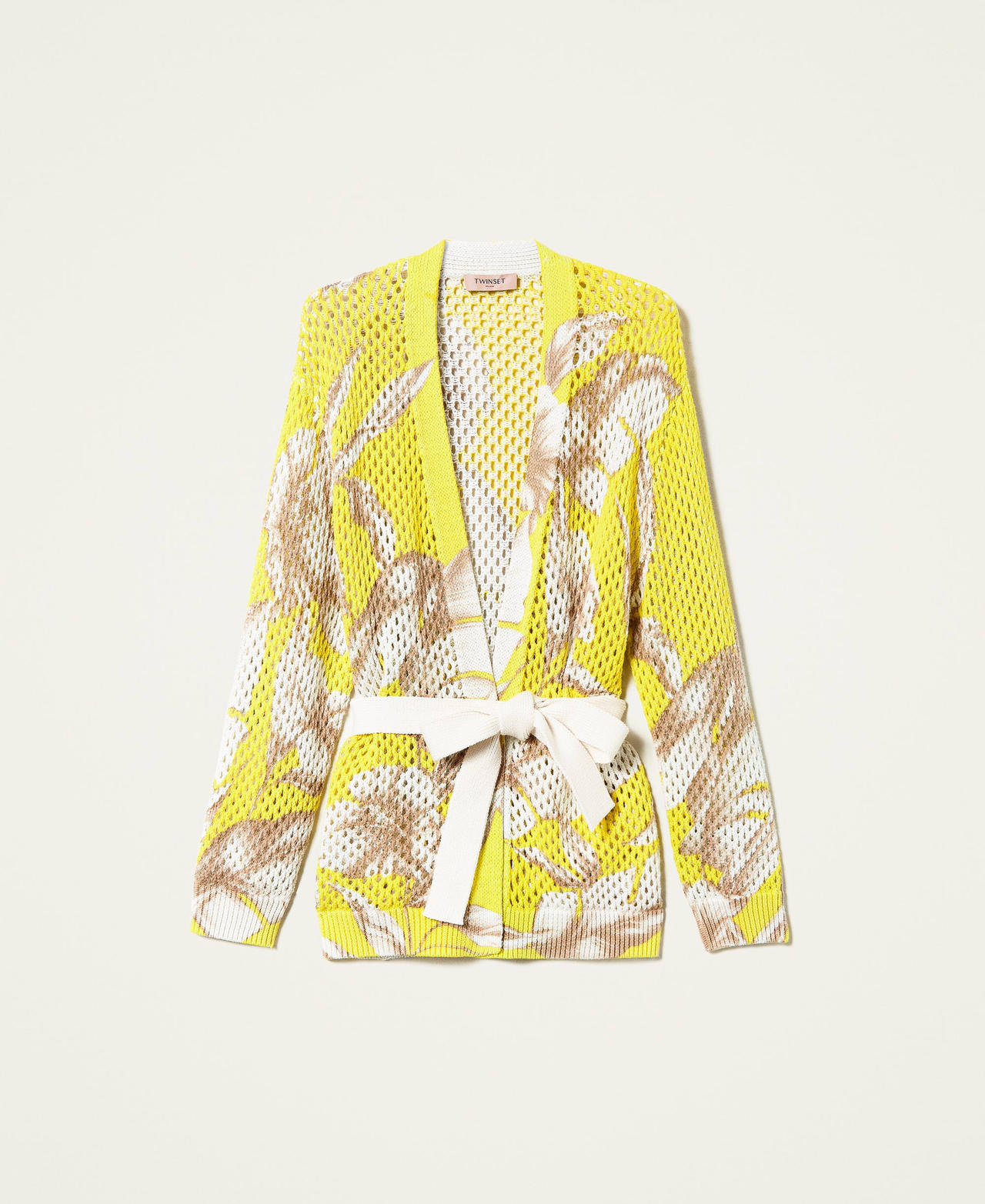 Bedruckter Cardigan mit Netzmuster