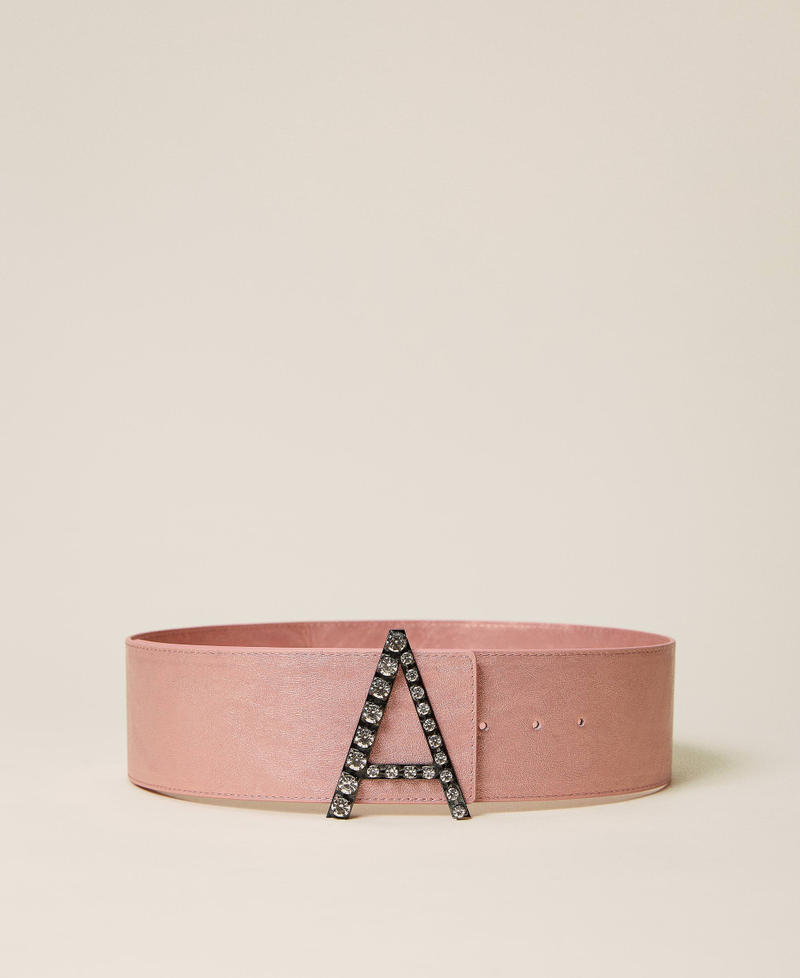 Cinturón laminado con logotipo de strass Rosa «Pink Icing» Mujer 222AA4047-01